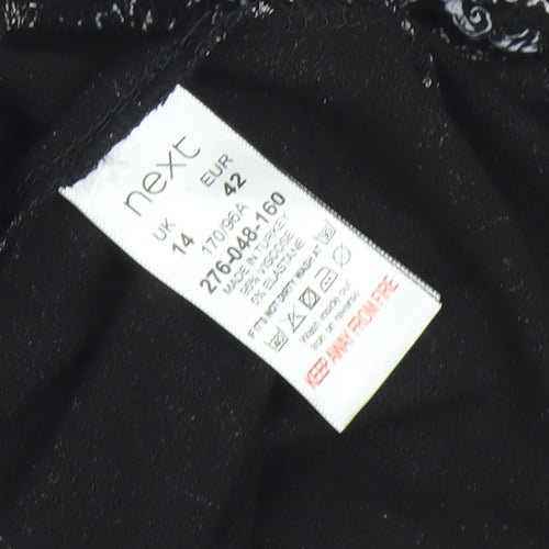 Next Women's Black V-Neck Paisley Dress Size 14
