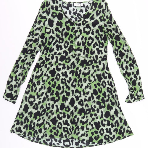 VILA Women's Multicoloured Leopard Print Long Sleeve Dress
