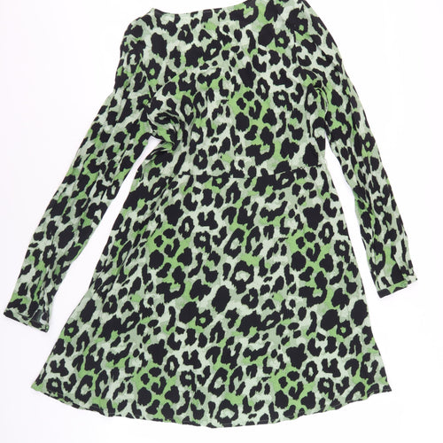 VILA Women's Multicoloured Leopard Print Long Sleeve Dress