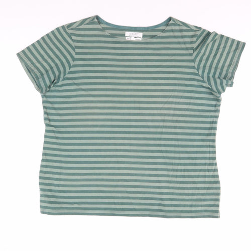 Seasalt Women's Green Striped Cotton T-Shirt Size 20
