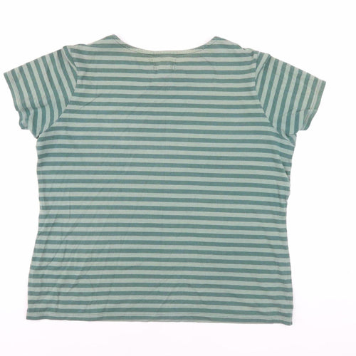 Seasalt Women's Green Striped Cotton T-Shirt Size 20