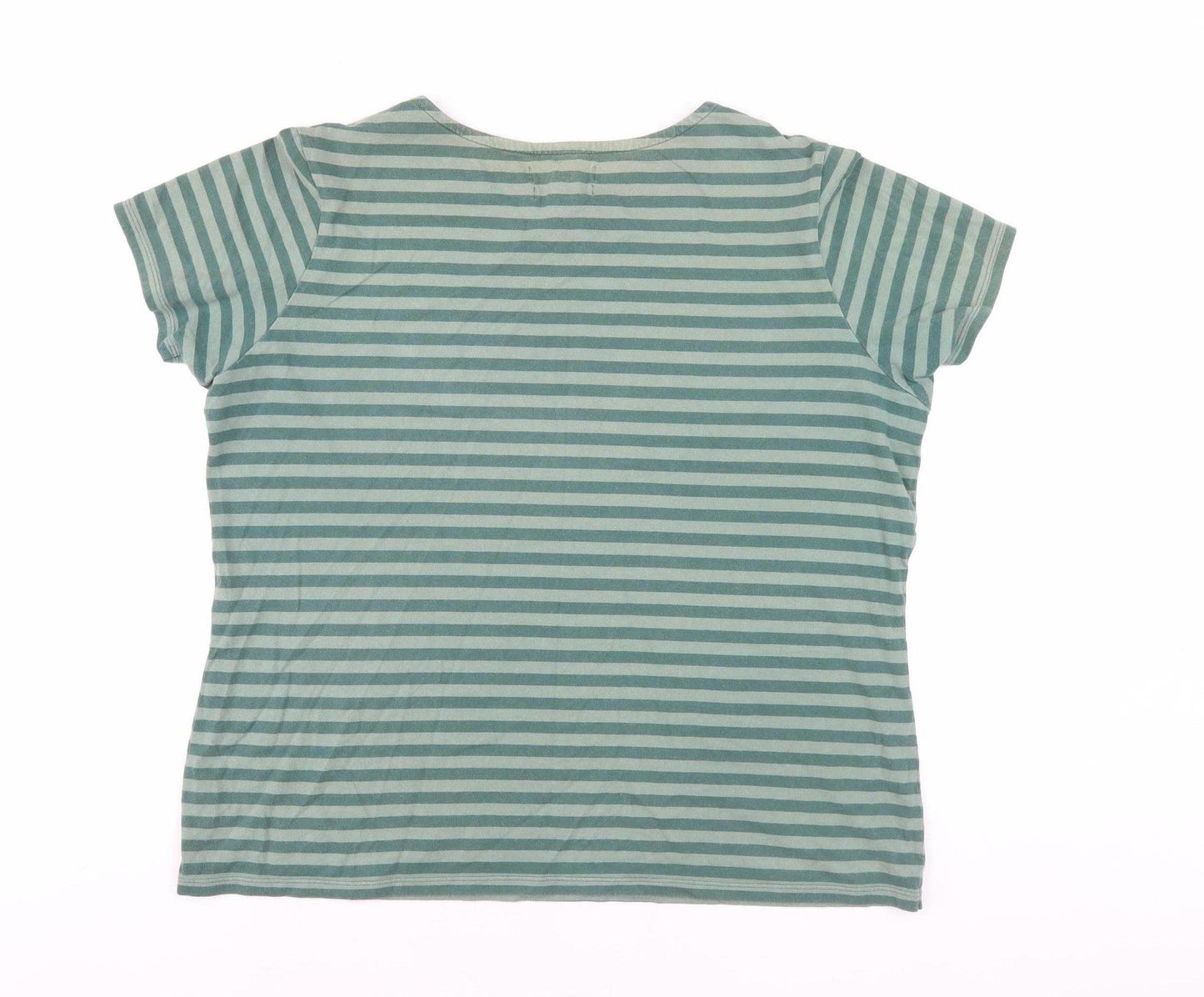 Seasalt Women's Green Striped Cotton T-Shirt Size 20
