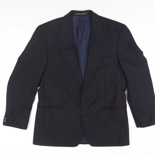 Marks and Spencer Men's Blue Blazer, Size 40, Striped