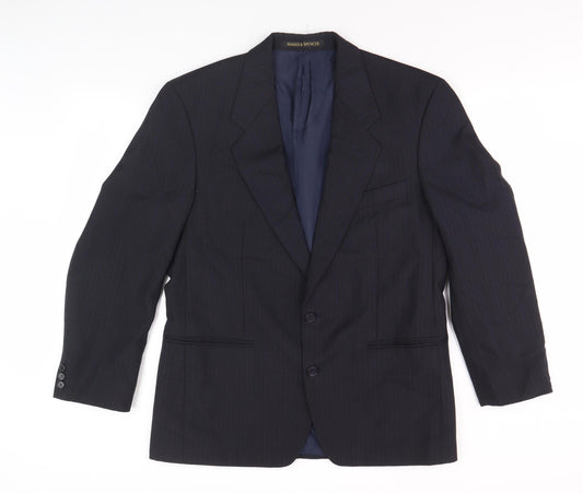 Marks and Spencer Men's Blue Blazer, Size 40, Striped
