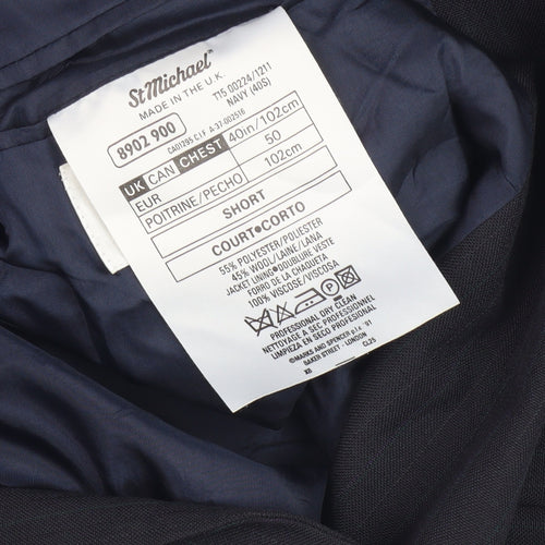 Marks and Spencer Men's Blue Blazer, Size 40, Striped