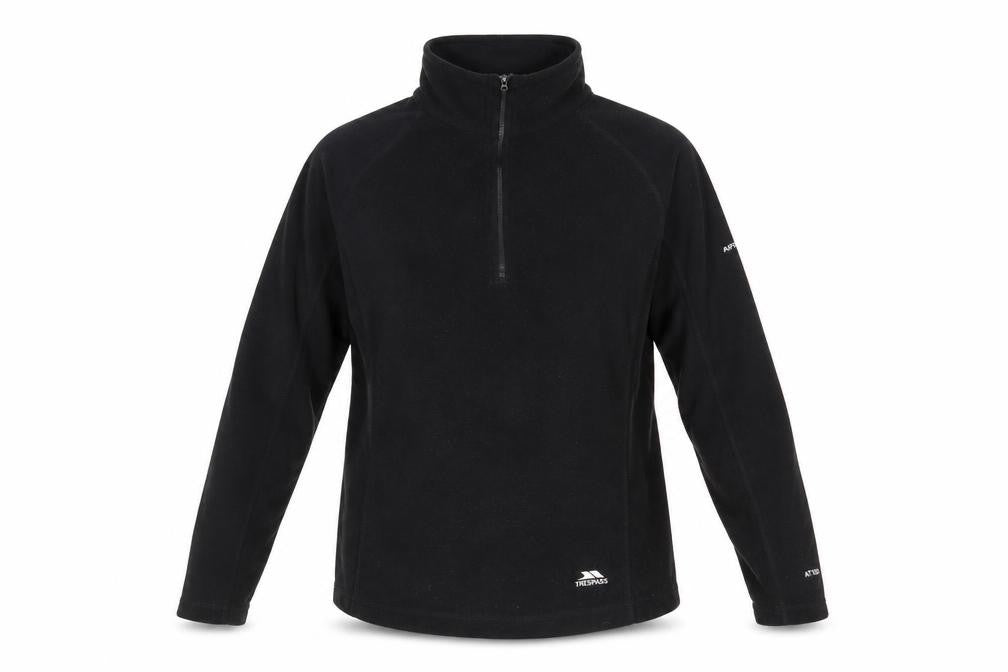 Front view of Trespass unisex black fleece pullover l