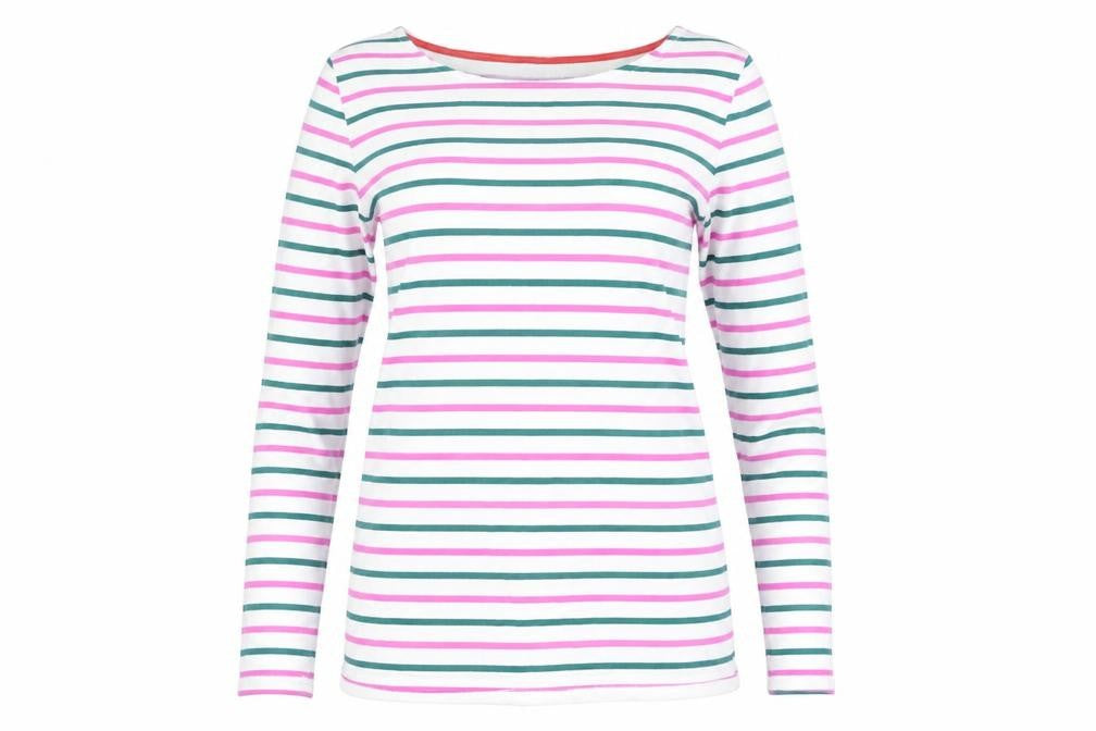 Front view of Boden Women's Multicoloured Striped T-Shirt, size 8