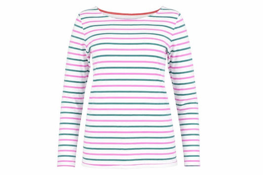 Front view of Boden Women's Multicoloured Striped T-Shirt, size 8