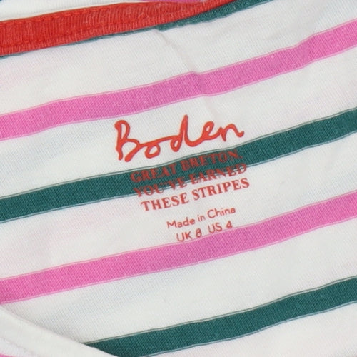 Boden Women's Multicoloured Striped T-Shirt, Size 8