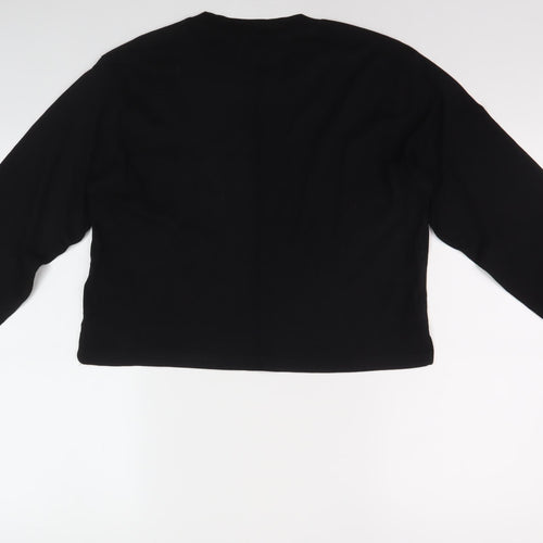 Monki Women's Black Crew Neck Long Sleeve Top