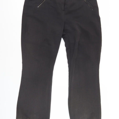 Wallis Women's Black Trousers Size 14 with Zip Accents