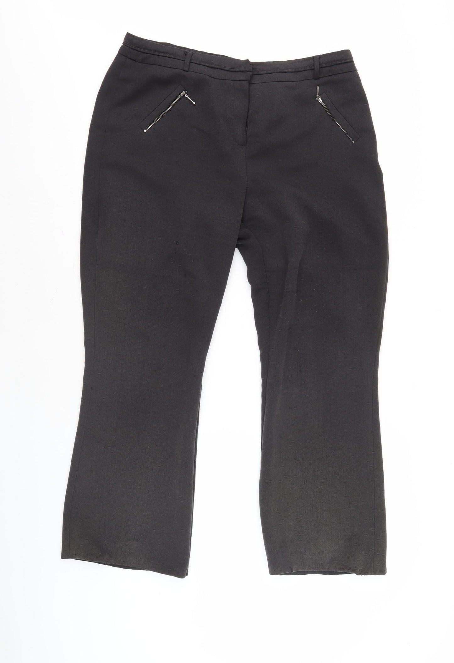Wallis Women's Black Trousers Size 14 with Zip Accents