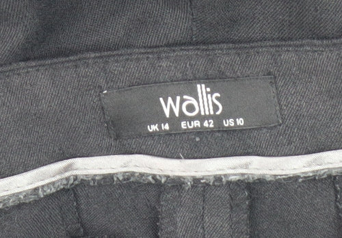Wallis Women's Black Trousers Size 14 with Zip Accents
