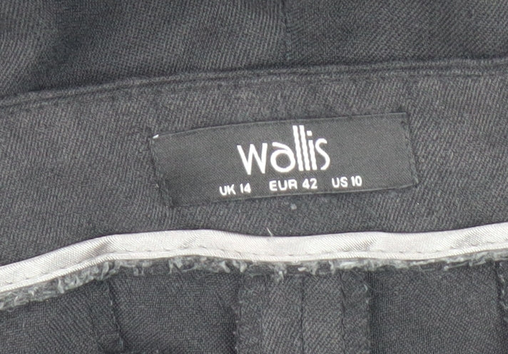 Wallis Women's Black Trousers Size 14 with Zip Accents
