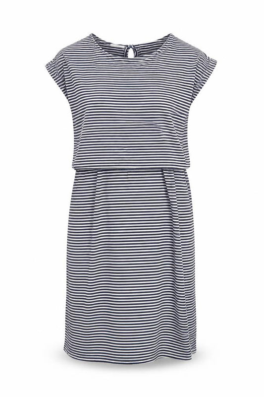 Front view of JoJo Maman Bébé Women's Striped T-Shirt Dress S