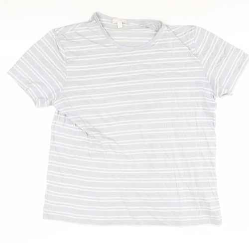COS Men's Blue Striped T-Shirt, Size L, Round Neck