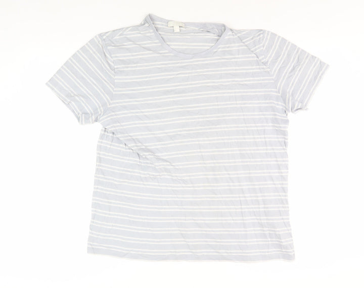 COS Men's Blue Striped T-Shirt, Size L, Round Neck
