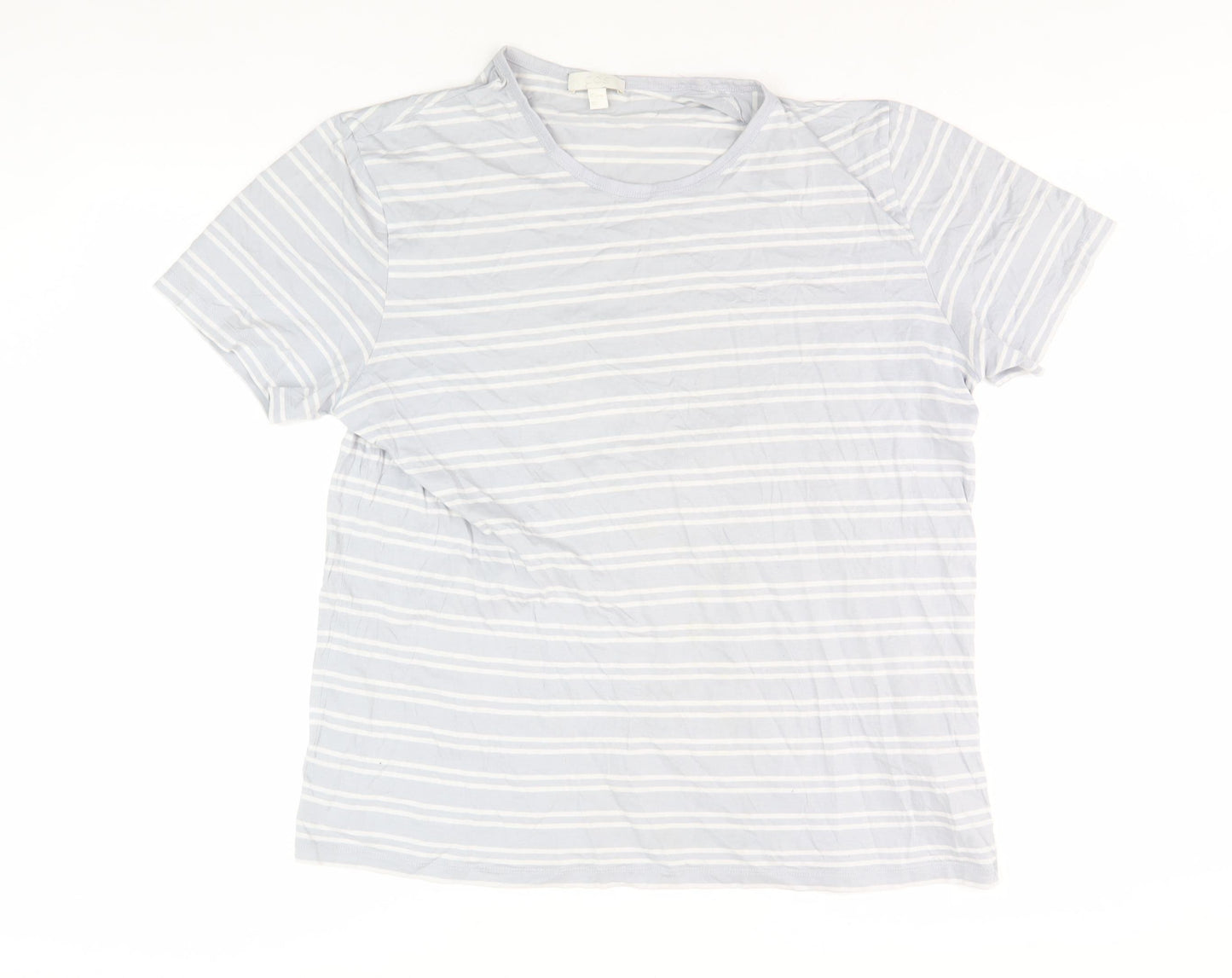COS Men's Blue Striped T-Shirt, Size L, Round Neck