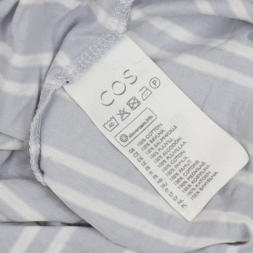 COS Men's Blue Striped T-Shirt, Size L, Round Neck