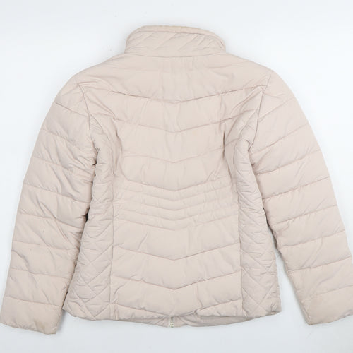 Miss Selfridge Women's Beige Puffer Jacket Size 8, Casual Style