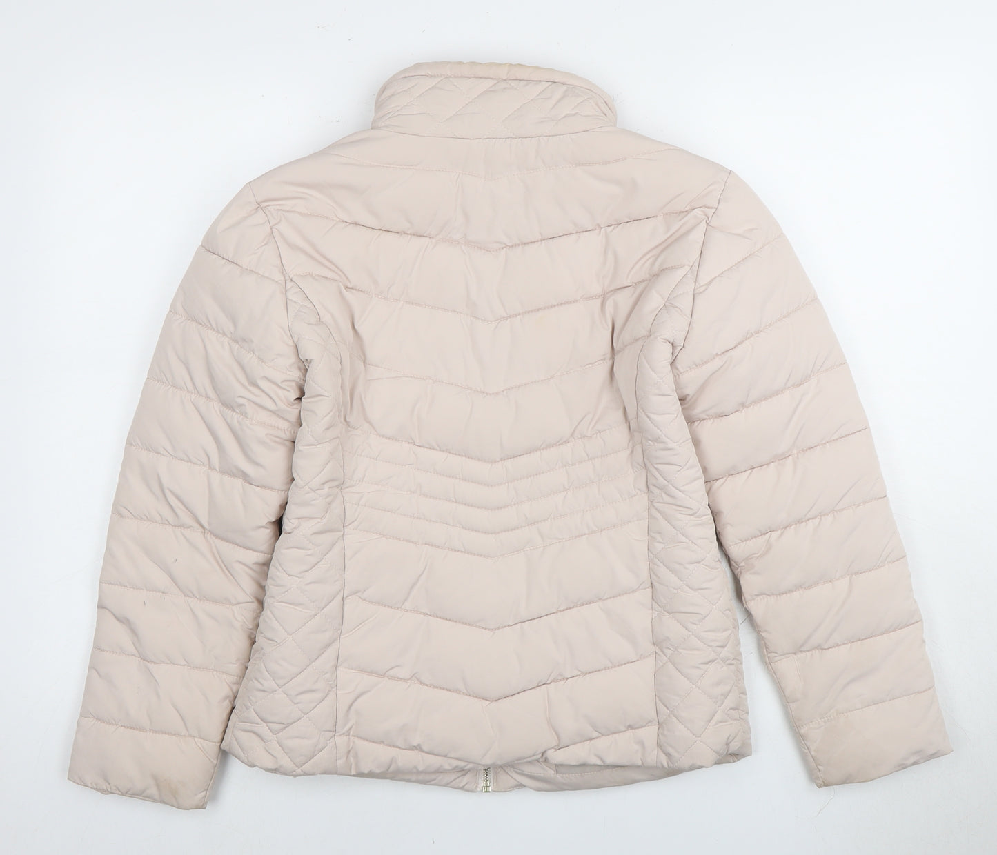 Miss Selfridge Women's Beige Puffer Jacket Size 8, Casual Style