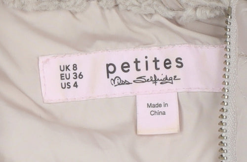 Miss Selfridge Women's Beige Puffer Jacket Size 8, Casual Style