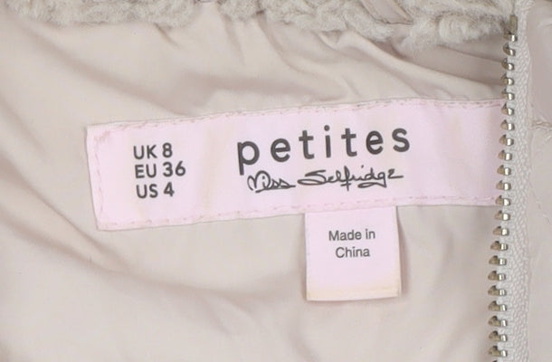 Miss Selfridge Women's Beige Puffer Jacket Size 8, Casual Style