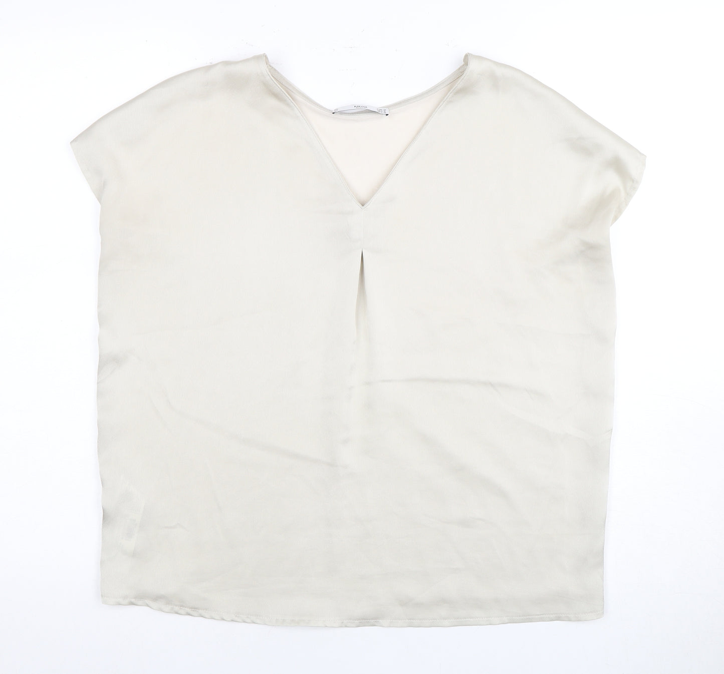 MNG Basics Beige Women's Blouse Medium V-Neck