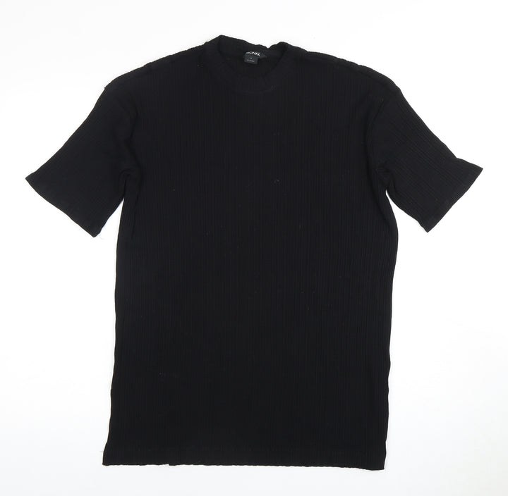 Monki Women's Black Short Sleeve Basic Top, Size S