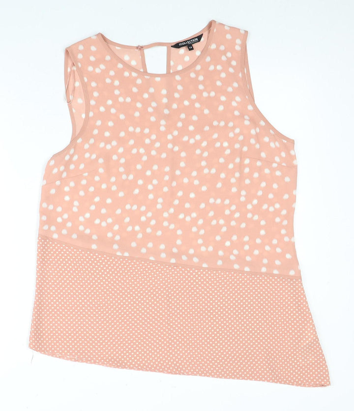 Debenhams Pink Polka Dot Sleeveless Women's Top Size 14