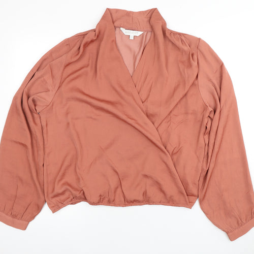 Apricot Women's Brown Wrap Blouse, 2XL, Long Sleeve