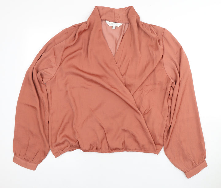 Apricot Women's Brown Wrap Blouse, 2XL, Long Sleeve