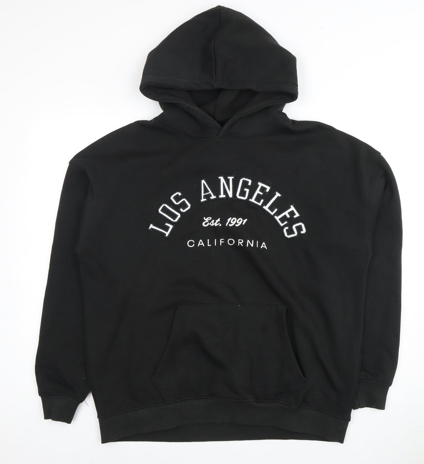 PULL&BEAR Unisex Black Pullover Hoodie Size S