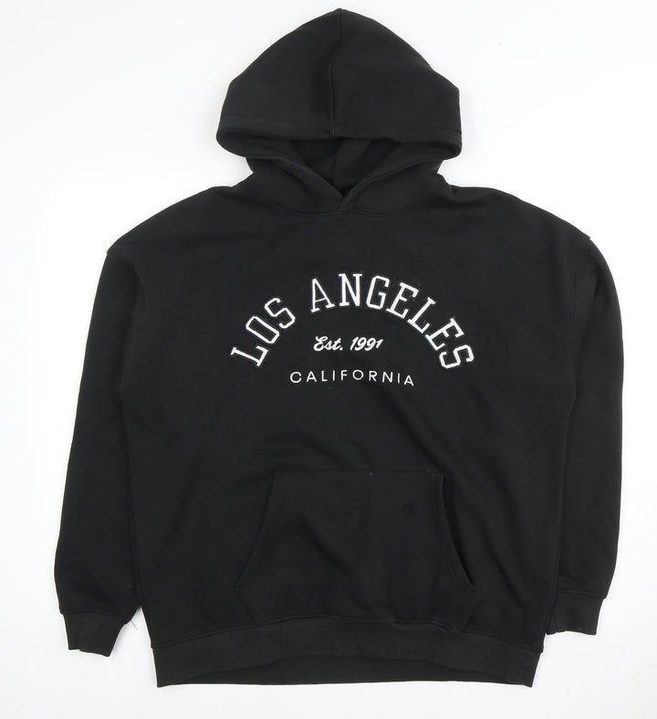 PULL&BEAR Unisex Black Pullover Hoodie Size S