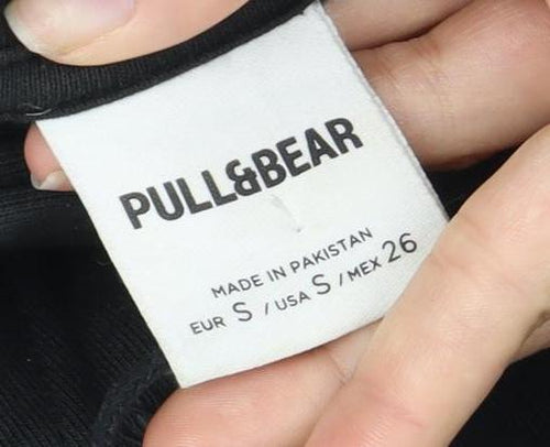 PULL&BEAR Unisex Black Pullover Hoodie Size S