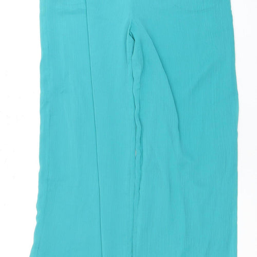 Zara Women's Blue Wide-Leg Trousers