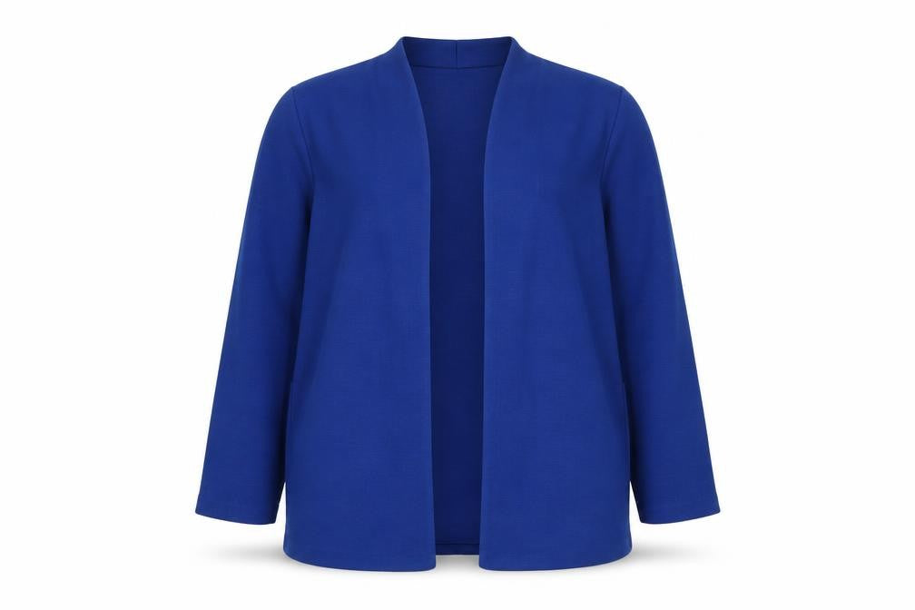 Front view of St Michael Women's Blue Cardigan, size 14