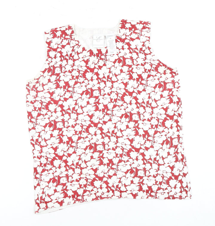 Emma James Women's Red M Floral Cotton Blouse
