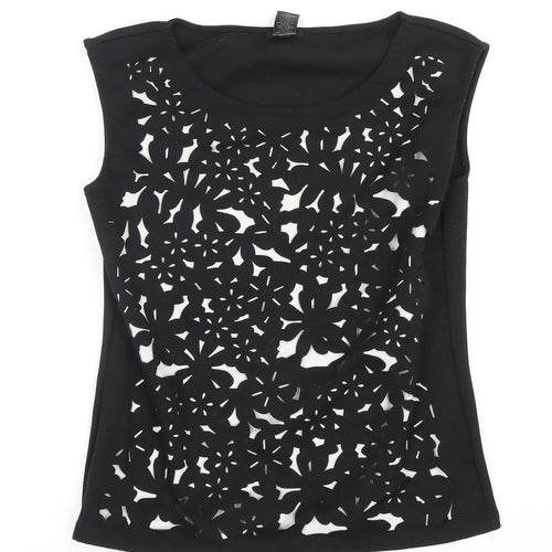 Ann Taylor Petite Black Floral Tank Top - M Women