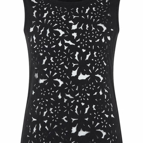 Ann Taylor Petite Black Floral Tank Top - M Women