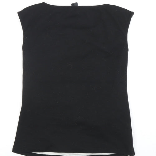 Ann Taylor Petite Black Floral Tank Top - M Women