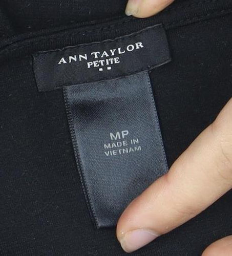 Ann Taylor Petite Black Floral Tank Top - M Women