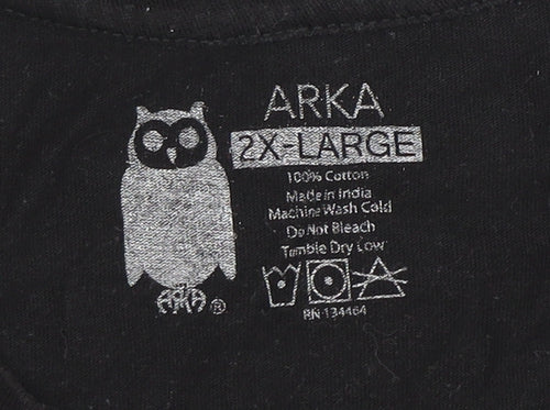 Arka Unisex Black 2XL Basic T-Shirt, 100% Cotton
