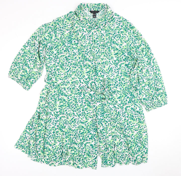 New Look Women's Green Animal Print Dress Size 16