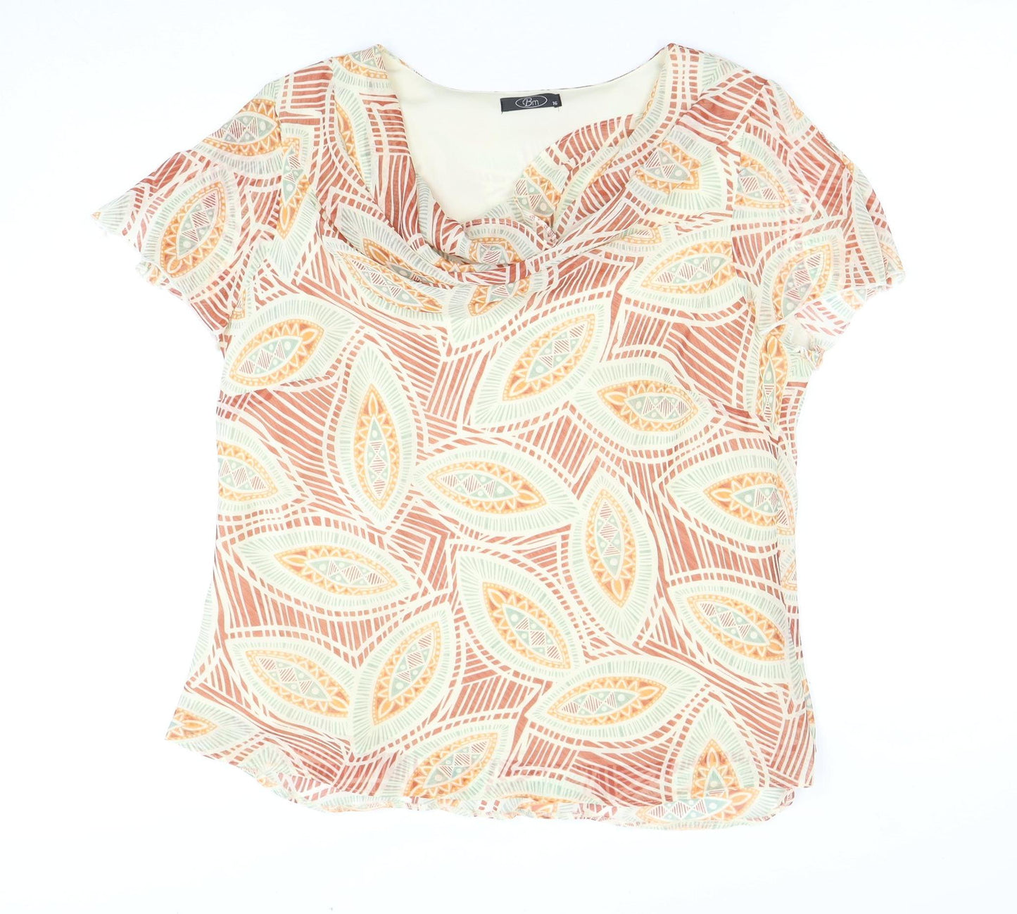 Bm Women's Multicoloured Top Size 16 Geometric Print
