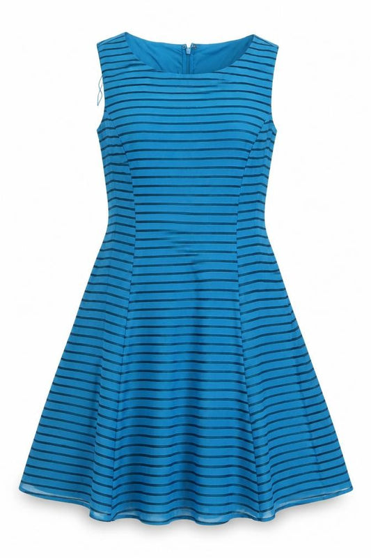 Front view of Adrianna Papell Blue Women’s Dress, size UK 10, Sleeveless