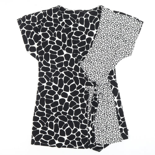 M&Co Women's Black Animal Print Wrap Blouse Size 8
