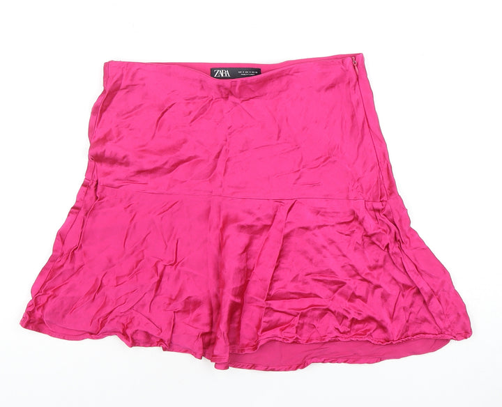 Zara Women's Pink Skater Skirt, S, Short Casual Summer
