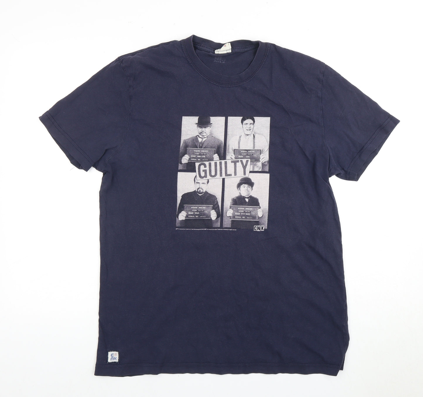 CNK Men's Blue Graphic Print Crew Neck T-Shirt M