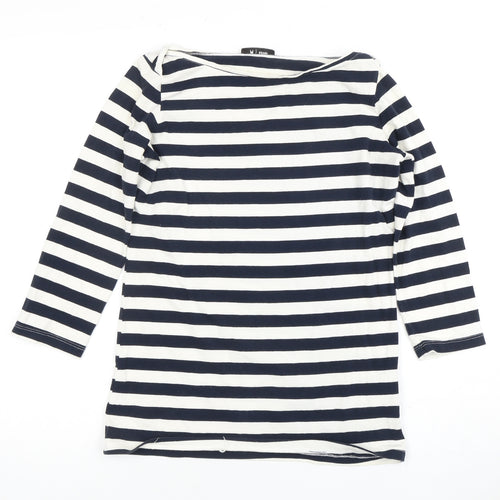 R | edition Women's M White Black Striped 3/4 Sleeve Top